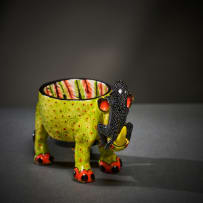 Ardmore Ceramic Studio; Rhino and monkey egg cup