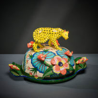 Ardmore Ceramic Studio; Leopard cloche with dish