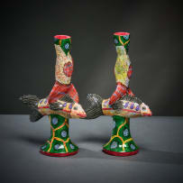 Ardmore Ceramic Studio; Pair of fish candlesticks
