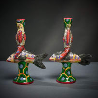 Ardmore Ceramic Studio; Pair of fish candlesticks
