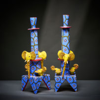 Ardmore Ceramic Studio; Yellow elephant candlesticks