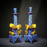 Ardmore Ceramic Studio; Yellow elephant candlesticks