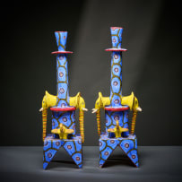Ardmore Ceramic Studio; Yellow elephant candlesticks