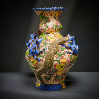 Ardmore Ceramic Studio; Snake and frog vase