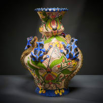 Ardmore Ceramic Studio; Snake and frog vase