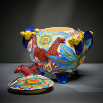 Ardmore Ceramic Studio; Red giraffe and flower tureen