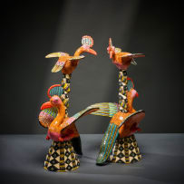 Ardmore Ceramic Studio; Pair of bird candlesticks