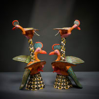 Ardmore Ceramic Studio; Pair of bird candlesticks