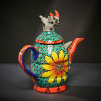 Ardmore Ceramic Studio; Rhino and flower teapot