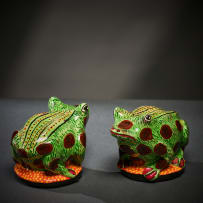 Ardmore Ceramic Studio; Pair of frog salt and pepper shakers