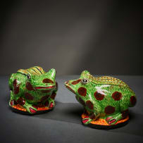 Ardmore Ceramic Studio; Pair of frog salt and pepper shakers