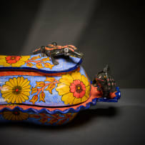 Ardmore Ceramic Studio; Lizard and fish lidded vessel