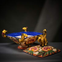 Ardmore Ceramic Studio; Camel and flower lidded vessel