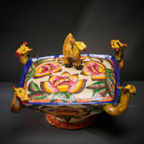 Ardmore Ceramic Studio; Camel and flower lidded vessel