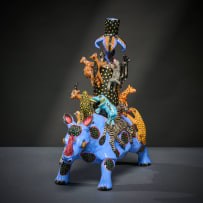 Ardmore Ceramic Studio; Rhino and animal candlestick