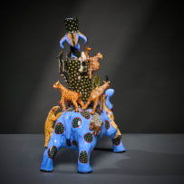 Ardmore Ceramic Studio; Rhino and animal candlestick