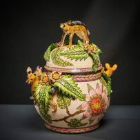 Ardmore Ceramic Studio; Black backed jackal and leaf tureen