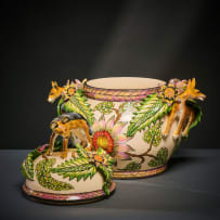 Ardmore Ceramic Studio; Black backed jackal and leaf tureen