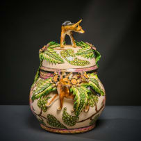 Ardmore Ceramic Studio; Black backed jackal and leaf tureen