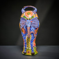 Ardmore Ceramic Studio; Blue elephant and flower urn