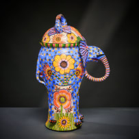 Ardmore Ceramic Studio; Blue elephant and flower urn