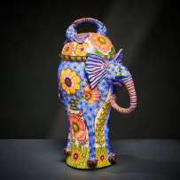Ardmore Ceramic Studio; Blue elephant and flower urn