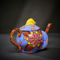 Ardmore Ceramic Studio; Yellow elephant and flower teapot