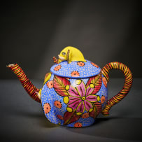 Ardmore Ceramic Studio; Yellow elephant and flower teapot