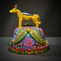 Ardmore Ceramic Studio; Jackal and leaf butter dish