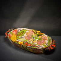Ardmore Ceramic Studio; Chameleon and flower platter