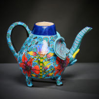 Ardmore Ceramic Studio; Blue elephant teapot