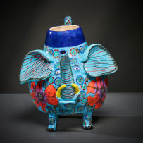 Ardmore Ceramic Studio; Blue elephant teapot