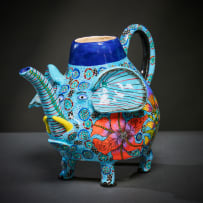 Ardmore Ceramic Studio; Blue elephant teapot