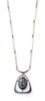 Margaret Richardson; Moss agate necklace and earrings