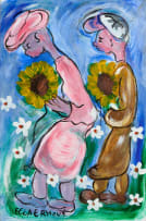 Frans Claerhout; A Couple with Sunflowers