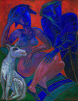 Jan Vermeiren; Two Figures with Dog