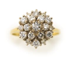 Tiered diamond cluster ring
