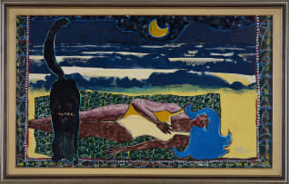 Unknown Artist; Reclining Figure with Black Cat