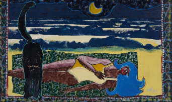 Unknown Artist; Reclining Figure with Black Cat