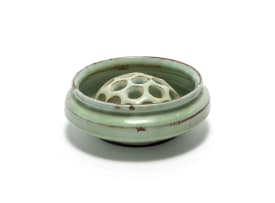 Linn Ware; Dish with flower frog, two