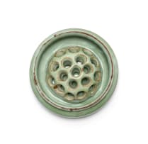 Linn Ware; Dish with flower frog, two