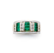 Emerald and diamond band