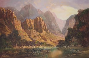Gabriel de Jongh; Mountain Landscape with River and Rocks