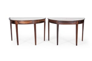Pair of Cape Neo-classical stinkwood demi-lune tables, South Africa, 19th century