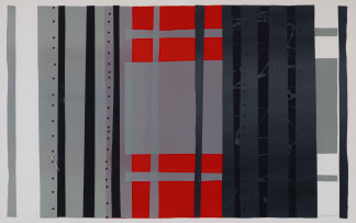 Gail Altschuler; Geometric Composition in Grey and Red