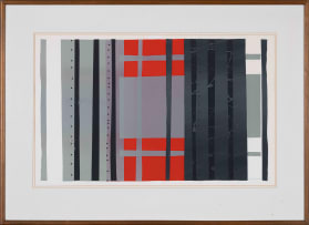 Gail Altschuler; Geometric Composition in Grey and Red