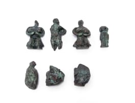 Walter Battiss; Male Standing Figure, Standing Woman, Greek Amulet Head, Standing Woman, Abstract Torso, Head in Profile, Man of Bronze, seven