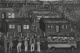 Linga Diko; Untitled (Street Scene with Houses)