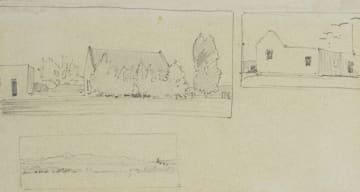 Jacob Hendrik Pierneef; Landscape with Buildings, sketch