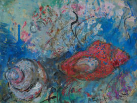 Alice Tennant; Abstract Shells in Blue and Pink